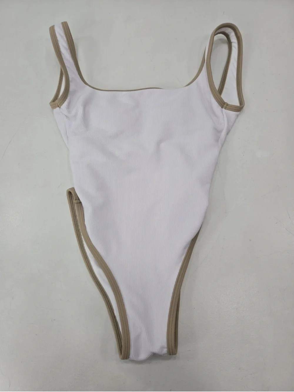 Lain Snow Ocean Isle One Piece Swim Suit White Ribbed Size XS Womens NWOT